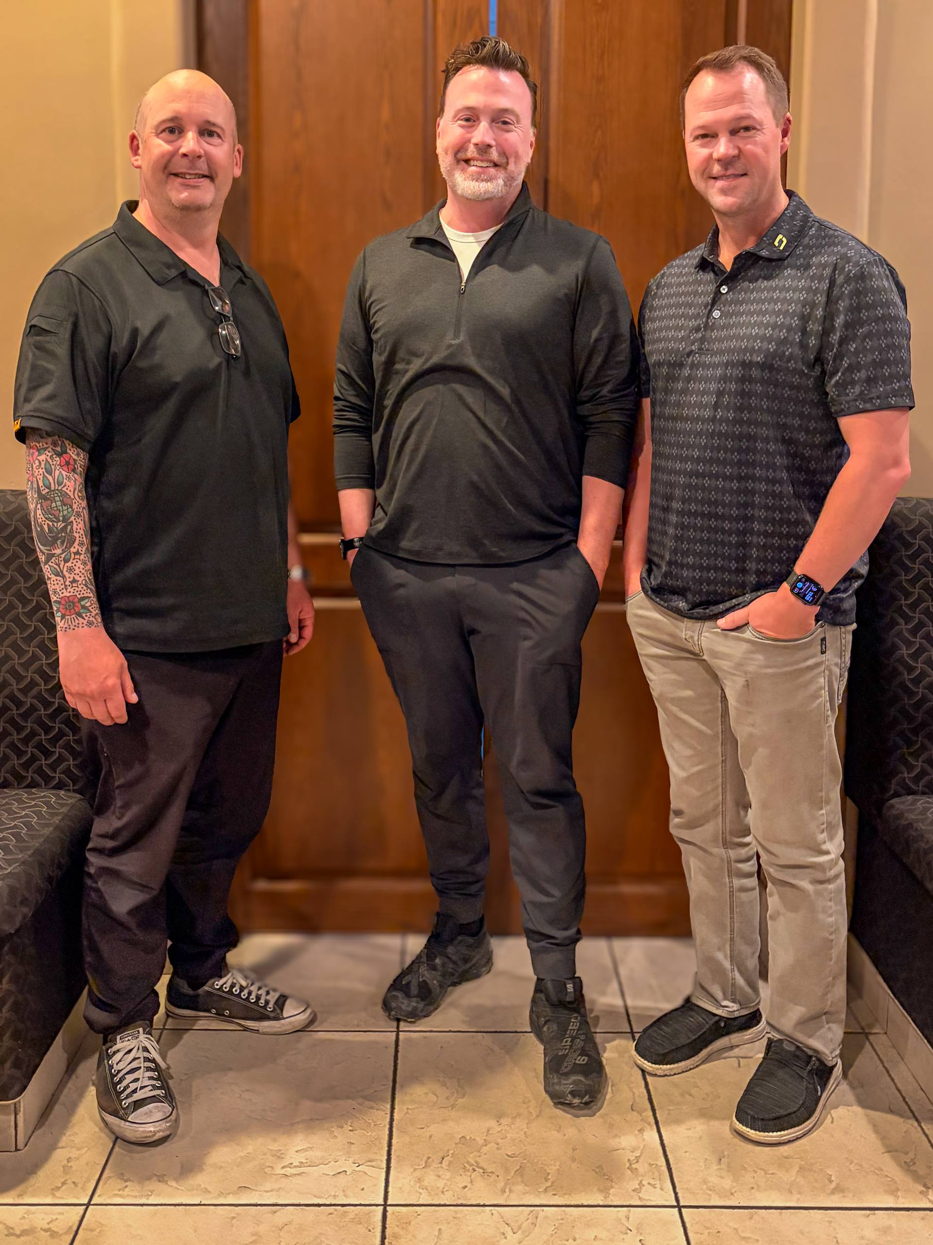 Commander Matthew Woodburn, DJ Kelly, and Coxswain Mark Stevens at the Command Team Brunch, June 7, 2026